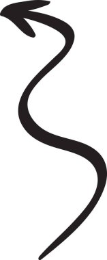 Basit, minimalist, el çizimi siyah ok aşağı doğru eğik, beyaz arkaplan üzerinde izole, belirli bir noktayı belirtmek ya da vurgulamak için ideal