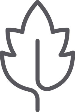 Yuvarlak kenarlı, doğa, büyüme ve çevre kavramlarını sembolize eden gri bir yaprağın minimalist vektör çizimi, çevre dostu projeler için idealdir.