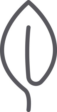 Merkezi damar ve sapı olan gri bir yaprağın minimalist vektör çizimi, doğayı, büyümeyi, sürdürülebilirliği ve çevresel farkındalığı sembolize ediyor, çevre dostu projeler için mükemmel