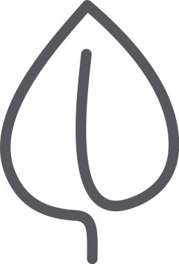 İnce saplı gri bir yaprak ve belirgin merkezi damar içeren minimalist vektör çizimi, doğanın, büyümenin ve çevresel farkındalığın somutlaştırıcı temaları