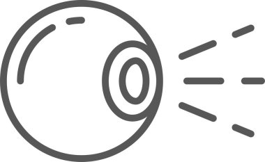 Sağ tarafa bakan, ışık saçan, görüş, gözlem, keşif ve aydınlanma gibi kavramları temsil eden basit gri bir göz simgesi.