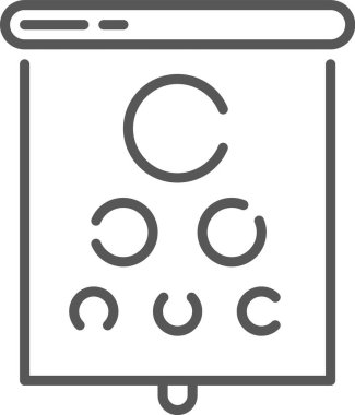 Görsel keskinlik testini gösteren göz grafiği Landolt C veya Japonca görme testi, göz bilimi ve optometri hizmetleri için kullanışlı