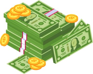 Zenginlik, yatırım, tasarruf, kazanç, finans ve ekonomi kavramlarını gösteren bir sürü altın sikke.