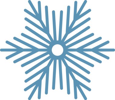 İnce çizgiler ve yuvarlak uçlu, merkezi bir çemberden yayılan, kışı, Noel 'i ve soğuk sıcaklıkları anımsatan stilize edilmiş altı uçlu kar tanesinin minimalist vektör çizimi