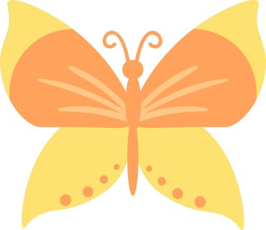 Sarı ve turuncu renklerin canlı bir karışımına sahip açık kanatlı renkli kelebek, doğanın güzelliğinin görsel olarak çekici bir temsilini oluşturuyor.