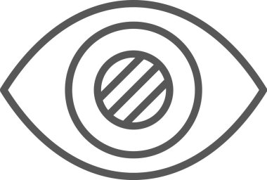 Kapalı bir öğrenci, körlüğü, görme bozukluğunu ve sağlık ve sağlık hizmetlerinde göz koruma ve bakımın önemini sembolize eden basit bir göz simgesi.