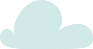 Minimalist vektör illüstrasyonunda açık yeşil bir bulut parlak beyaz bir gökyüzünde yavaşça süzülüyor, huzur ve sükunet ortamı yaratıyor, sükuneti uyandırmak için mükemmel.