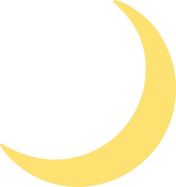Açık bir gece gökyüzünde parlayan hilal şeklindeki bir ayın basit vektör çizimi astronomi, gece ve ay döngüsüyle ilgili projeler için mükemmel.