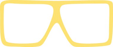 Kalın çerçeveli ve şeffaf lensli şık sarı güneş gözlükleri moda bir yaz aksesuarını temsil ediyor. Biraz serinlik katıyor ve gözleri güneşten koruyor.