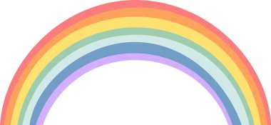 Beyaz arka plan üzerinde renkli gökkuşağı, yumuşak pastel renkler, neşeli ve canlı bir atmosfer yaratıyor, umut, neşe ve LGBTQ artı gurur ile ilgili tasarımlar için mükemmel.