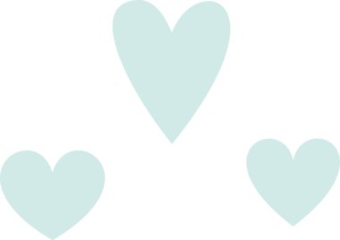 Aşkı, sevgiyi, Sevgililer Günü 'nü, düğünü ya da diğer romantik olayları temsil eden minimalist imaj, beyaz arka planda yüzen üç pastel açık yeşil kalple