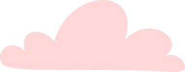 Beyaz gökyüzünde süzülen basit pembe bir bulutun çizgi film çizimi, rüya gibi ve tatlı bir atmosfer yaratıyor, çocukların projeleri ya da hassas tasarımları için ideal.
