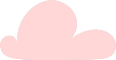 Beyaz, boş bir gökyüzünde süzülen açık pembe bulut, basit bir çizgi film çizimi, çocuk resimleri veya hava durumu sunumları için ideal.