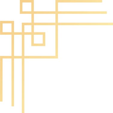 Altın geometrik sınır zarif bir köşe tasarımı oluşturuyor, davetiyelere, kartlara veya rafine bir çerçeve gerektiren herhangi bir yaratıcı projeye biraz sofistike ve lüks katıyor.