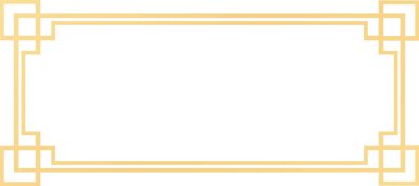 Sanat deco tarzı köşeleri olan basit dikdörtgen altın çerçeve beyaz boş bir alan, sertifikalar, davetiyeler, posterler veya sanat baskıları için mükemmel