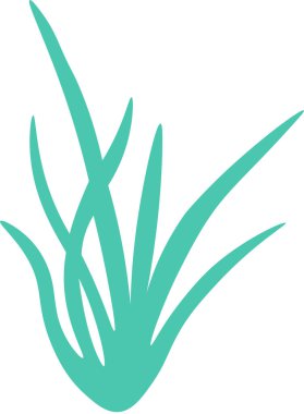 Tertemiz beyaz bir zeminde zarif bir şekilde büyüyen turkuaz çimenler, çeşitli doğa projeleri ve temalar için mükemmel modern ve minimalist bir tasarım yaratıyor.