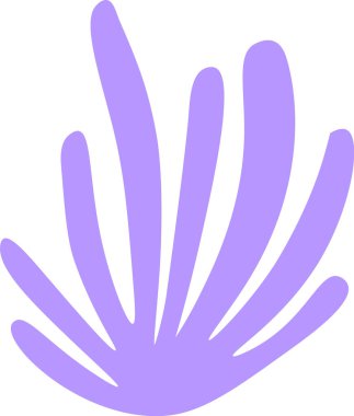 Açık mor soyut yosun bitkisi su altında zarifçe büyüyor, yaz temalı projeler ve tasarımlar için mükemmel basit ama büyüleyici bir vektör çizimi sunuyor.