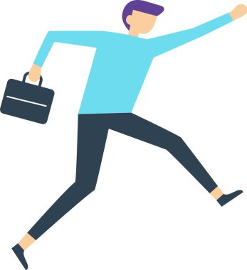 Ofis çalışanı elinde bir evrak çantasıyla çalışıyor. Kariyer, iş, iş ve başarı gibi kavramları tasvir ediyor. Tarz ve dinamik bir duruşla tasvir ediliyor.