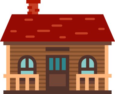 Hoş ahşap bir kır evi, büyüleyici kırmızı kiremitli bir çatı, baca davetkar bir sundurma, sakin ve huzurlu bir kırsal yaşam tarzını somutlaştıran