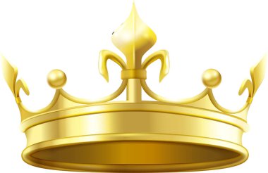 Altın kraliyet tacı fleur de lis ve küreler monarşiyi, lüksü, gücü, otoriteyi ve krallıktaki başarı ve gururu simgeler.