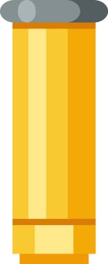 Gri kapaklı altın silindirik bir nesnenin basit düz vektör çizimi, potansiyel olarak ruj, rimel ya da beyaz arka planda izole edilmiş bir batarya hücresi gibi kozmetik bir ürünü temsil ediyor.