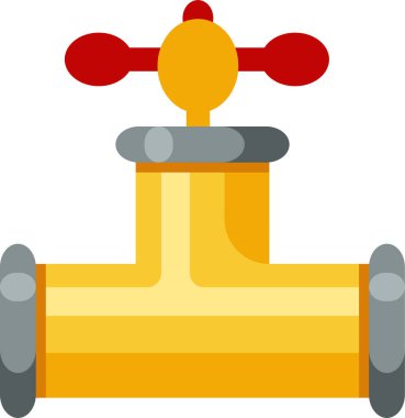 Sanayi, gaz veya su akışını düzenleyen kırmızı valfli sarı boru, tesisat veya fabrika sistemlerinde etkin dağıtım ve denetim sağlıyor