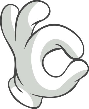 Çizgi filmdeki el iyi bir jest yapıyor, anlaşma ve onayı sembolize ediyor, pozitifliğin, memnuniyetin ve sözlü olmayan iletişimin evrensel ifadesini temsil ediyor.