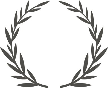 Simetrik dairesel defne çelengi, ödüller, logolar veya dekoratif unsurlar için ideal, zafer, başarı ve barışı simgeleyen minimalist ve zarif bir çerçeve yaratıyor.