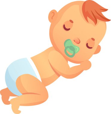 Sevimli bebek karnı üzerinde huzur içinde uyuyor, rahat bir bebek bezi ve rahatlatıcı bir emzik takıyor, masumiyet ve sükunetle dolu derin ve huzur dolu bir uykuyu kucaklıyor.