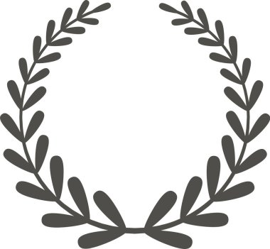 Elle çizilmiş dairesel defne çelengi, çeşitli tasarım amaçları ve zafer ve başarının sembolü olan, negatif alanı olan bir çerçeve yaratıyor.