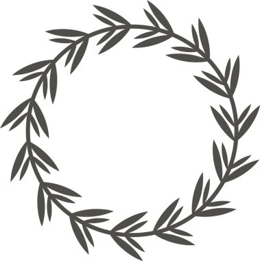 El çizimi dairesel defne çelengi, davetiyelere, logolara veya diğer tasarım projelerine sofistike bir dokunuş eklemek için mükemmel bir minimalist ve zarif bir çerçeve oluşturur.