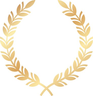 Dairesel altın defne çelengi, zaferin, başarının ve onurun sembolü, başarı ve başarıyı temsil eden ödüller, logolar ve amblemler için mükemmel.
