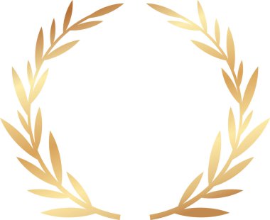Zaferi, zaferi ve başarıyı simgeleyen dairesel altın defne çelengi, zafer ve mükemmelliği temsil eden ödüller, logolar ve amblemler için mükemmeldir.