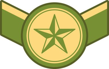 Yeşil yıldız ve kanatlara sahip askeri rozet, silahlı kuvvetlerdeki cesaret, onur ve hizmeti simgeliyor, askeri başarılar ve tanınmayla ilgili tasarımlar için mükemmel.