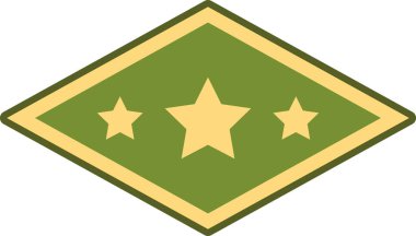 Birleşik Devletler Ordusunun yarbayının rütbesi, askeri liderlik ve sorumluluğu temsil eden, altın sarısı sınırlı, zeytin rengi bir elmas zemin üzerinde üç yıldızlı rütbe.