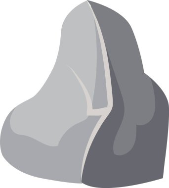 Çizgi film kayası, çatlağı ikiye bölerek, beyaz bir arkaplanda izole bir gölge etkisi yaratır, eğitim ve doğa ile ilgili projeler için idealdir.