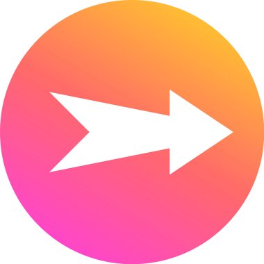 Beyaz ok, yön ve ilerlemeyi simgeliyor. Modern tasarım için pembe, turuncu ve sarı renkli canlı dairesel bir gradyan çiziyor.