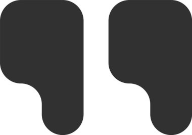 İki koyu gri tırnak işareti, yazılı belge içindeki önemli bir metni vurgulayarak ve iletişime görsel etki ekleyerek, belirtilen bir paragrafı sembolize eder.