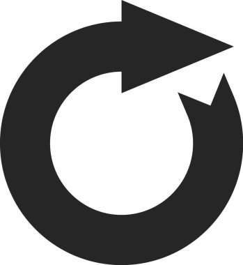 Saat yönünde dönen sürekli dairesel ok, devam eden bir süreci sembolize eder ve parlak, minimalist bir tasarımla tekrarlama, döngü ve sonsuz hareket kavramlarını temsil eder.