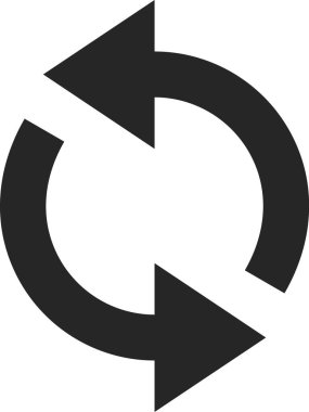 Daire oluşturan iki ok, sürekli döngüyü sembolize eder, yükleme, tamponlama, senkronizasyon veya tekrarlama gibi kavramları temsil etmek için idealdir.