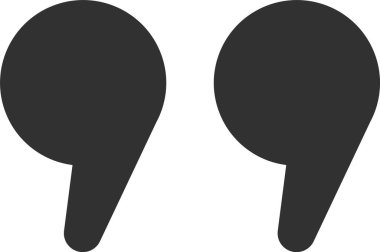 Geniş, koyu gri noktalama işaretleri temiz beyaz bir arkaplanda izole edilmiş, yazılan metinlerde alıntıların kullanımını ve iletişimin geliştirilmesini etkili bir şekilde temsil ediyor.