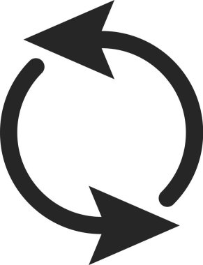 Dairesel bir hareketle dönen iki ok, modern ve soyut bir tasarımda devam eden yenileme, tekrarlama ve sürekli hareketi sembolize eden kusursuz bir döngü yaratır.