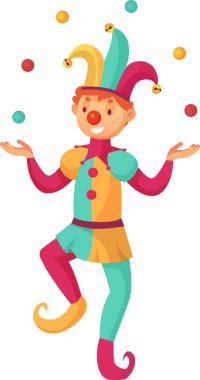 Neşeli, renkli toplarla hokkabazlık yapan, çan ve kıvrımlı ayakkabılarla süslenmiş sivri bir şapkayla, canlı bir performansla seyirciyi eğlendiren, neşeli bir joker.