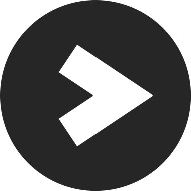 Beyaz ok bir sonraki düğmeyi gösteriyor, basit vektör simgesi beyaz arkaplanda, ileri yönde sembol, modern minimalist tasarım