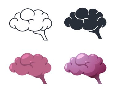 Beyin çizgisi siluet simgesi. Yaratıcı düşünme sembolleri olan insan kafası, siyah gradyan ve düz hayal gücü ve zeka kavramı. İnsan beyni izole edildi..