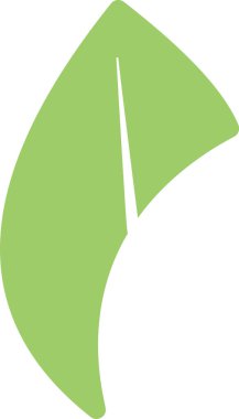 Merkezi damarlı yeşil bir yaprağın minimalist vektör çizimi, beyaz arka planda izole edilmiş doğa, büyüme ve çevresel farkındalığı sembolize ediyor.