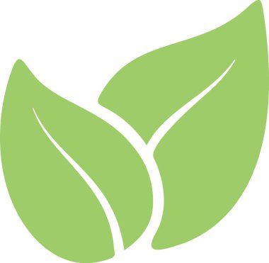Üst üste binen iki açık yeşil yaprak, çevre dostu markalaşma veya sürdürülebilir uygulamaları desteklemek için ideal doğa, büyüme ve çevresel farkındalığın basit ama etkili bir sembolünü oluşturur.