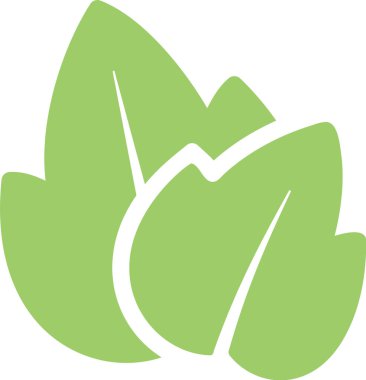 Şekillendirilmiş yeşil yapraklar üst üste binerek, doğayla, sürdürülebilirlikle veya organik ürünlerle ilgili bir logo için uygun M harfini anımsatan soyut bir tasarım oluşturuyorlar.