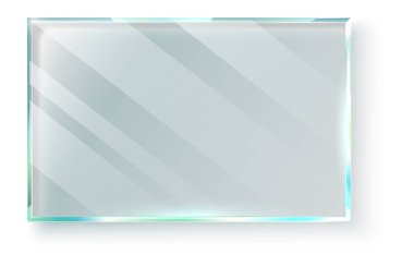 Büyüleyici ışık yansımaları ve yumuşak gölgeler içeren gerçekçi şeffaf cam levha, beyaz arka planda izole, tasarım projeleri ve sunumları geliştirmek için mükemmel