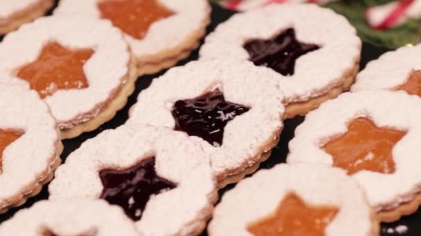 Biscuits Noël Faits Main Biscuits Linzer Cuisson Vacances Décor Pour — Video